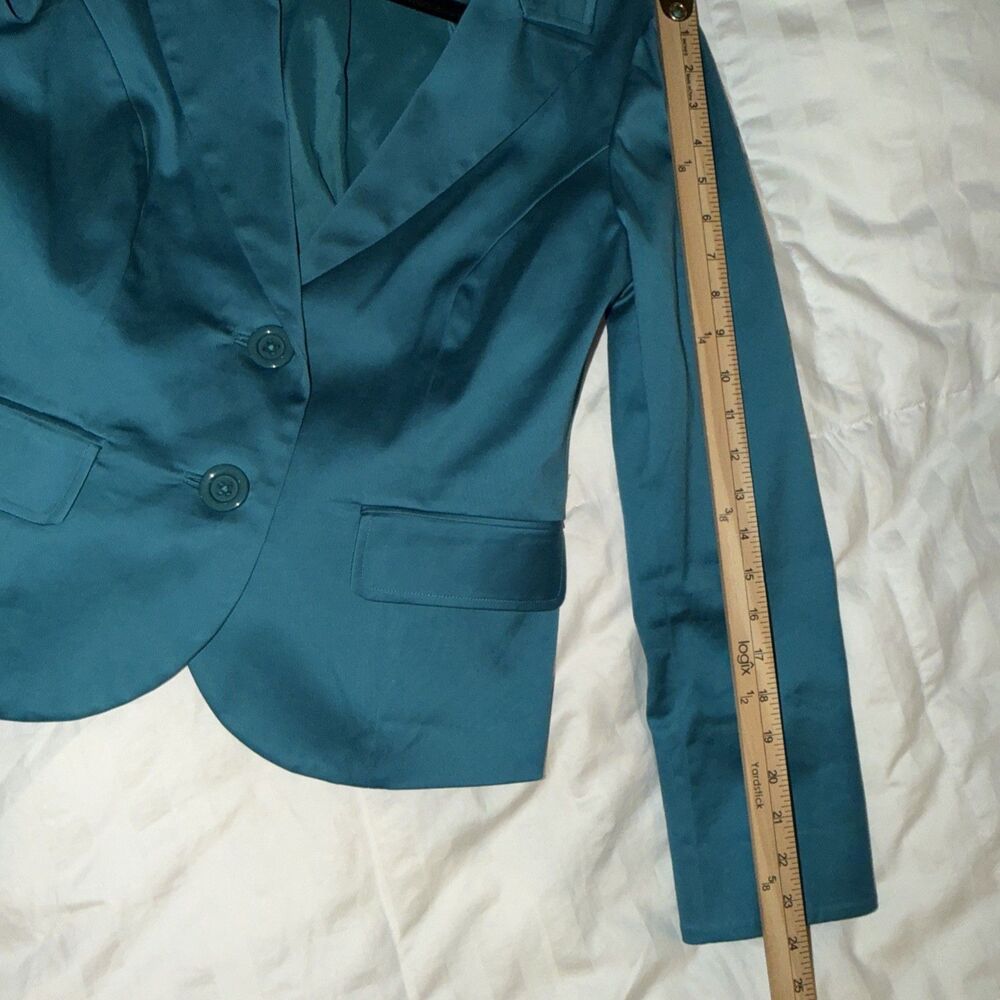 Pendleton Women's Turquoise Blazer Coat 2 Button Sz 8 Lighweight Summer Office - Picture 12 of 14